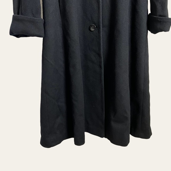 Vintage Andrea Collection Black Wool Blend Fox Fur Trim Hooded Coat Size 6 - Picture 4 of 7